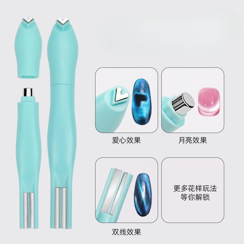 1Pc Powerful Love Cat's Eye Magnet Heart-shaped Snake Pattern Nail Magnet Three-in-one Removable Multi-functional Nail Magnet