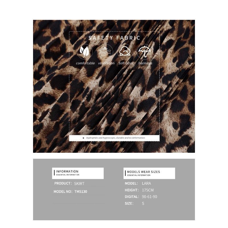 Women's New Spring and Autumn Temperament Pleated Skirt Sub Fashion In The Long Section Leopard Print Half-body Skirt