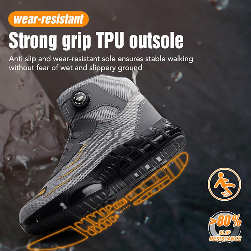 High-top Rotating Button New Safety Shoes Men Anti-smash Anti-puncture Work Shoes Fashion Men Sport Shoes Security Protective Boots Men