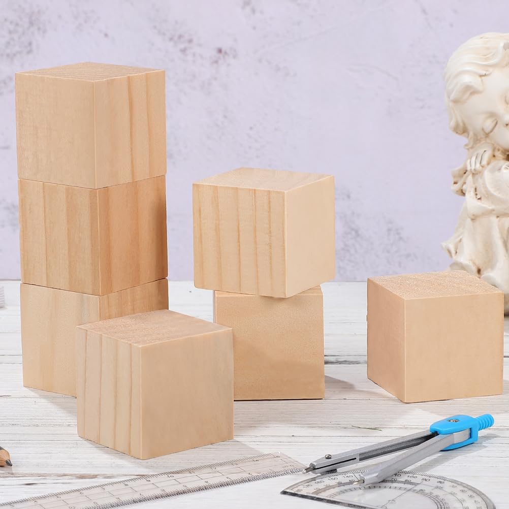 Operitacx Wooden Cubes, Set of 30, 1.2-inch x 3-cm Square, Educational Building Blocks, Natural Wood, Unpainted, Smooth to the Touch, for Kids'