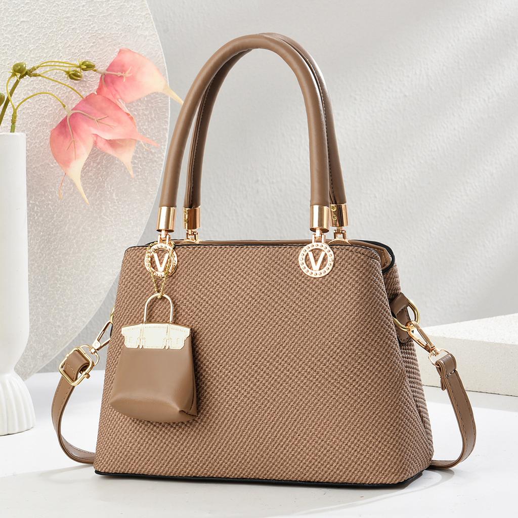 New Macaron Splicing Handbag High Appearance Level Simple Atmosphere Shoulder Bag with Large Capacity Crossbody Bag