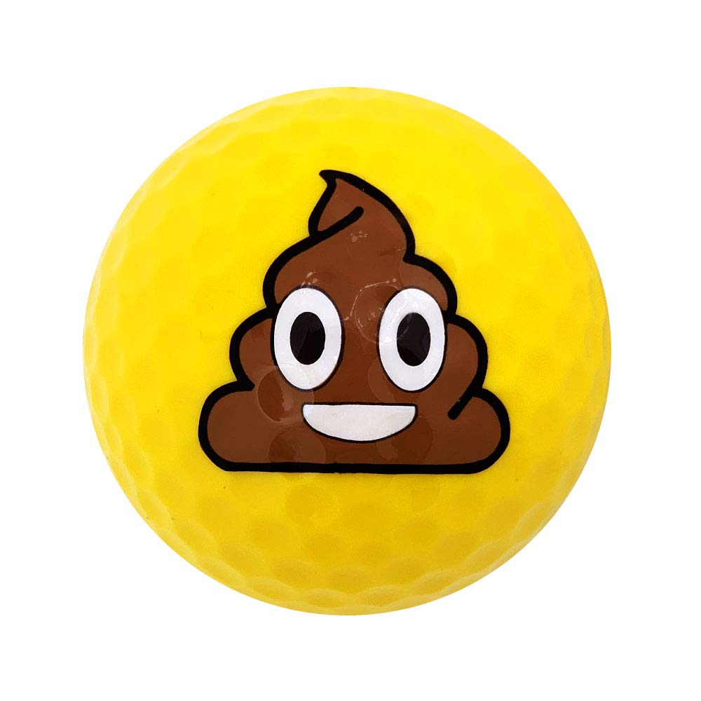 Navika Piłki Golfowe USA Jasnożółte Nadruk Emoji Kupy Kolor o Wysokiej Widoczności Prezent o Tematyce Emoji dla Golfistów Wszystkich Emoji Golf Zabawne Emoji Kupy