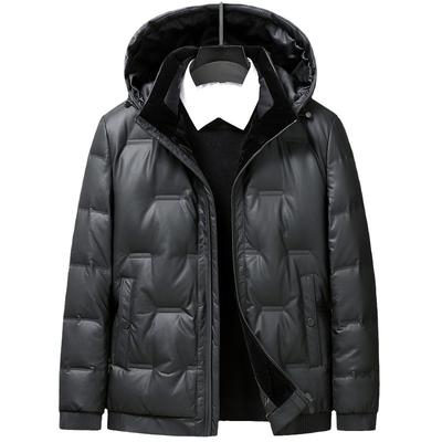 Neue Winter 90 Weiße Entendaunen Leder Daunenjacke Herren Kurze Kältefeste Große Daunenjacke