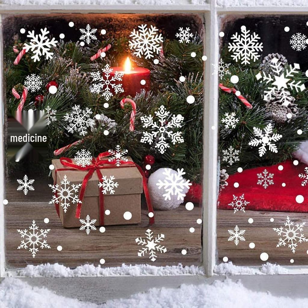 In Stock Christmas Snowflake Window Cling Decorations: Festive Stickers for Glass Doors & Windows