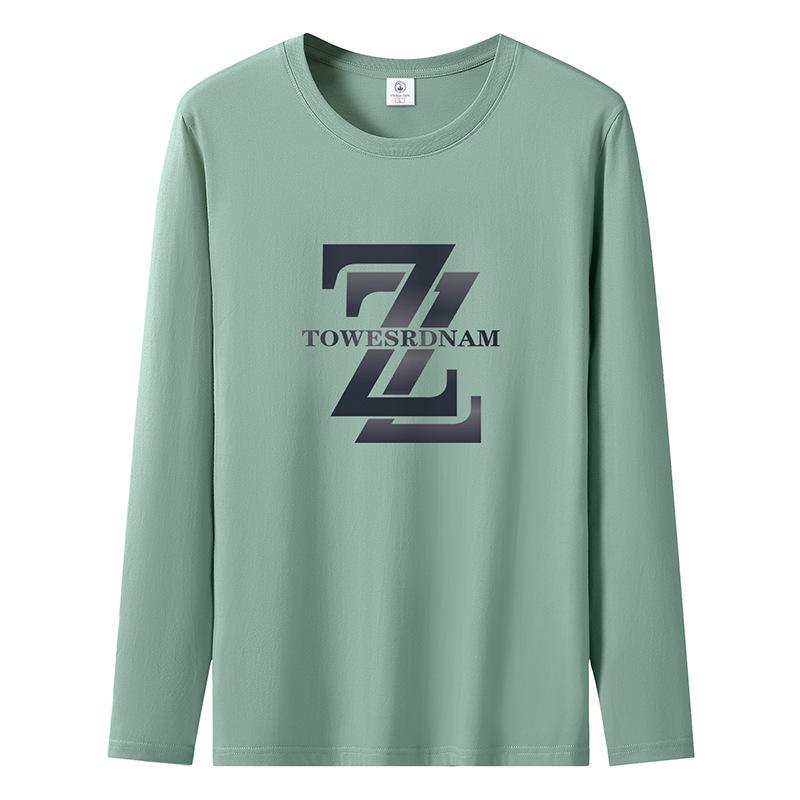 Double Z Pattern Plus Size Mens Long Sleeved T-shirt Pure Cotton Man Casual Pullover S-5XL