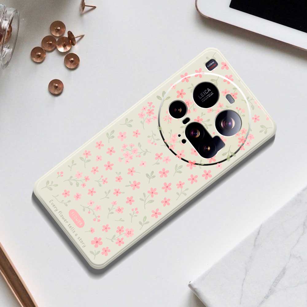 For Xiaomi 15 Ultra Case Pink Small Flowers Pattern Printing Straight Edge TPU Phone Back Cover