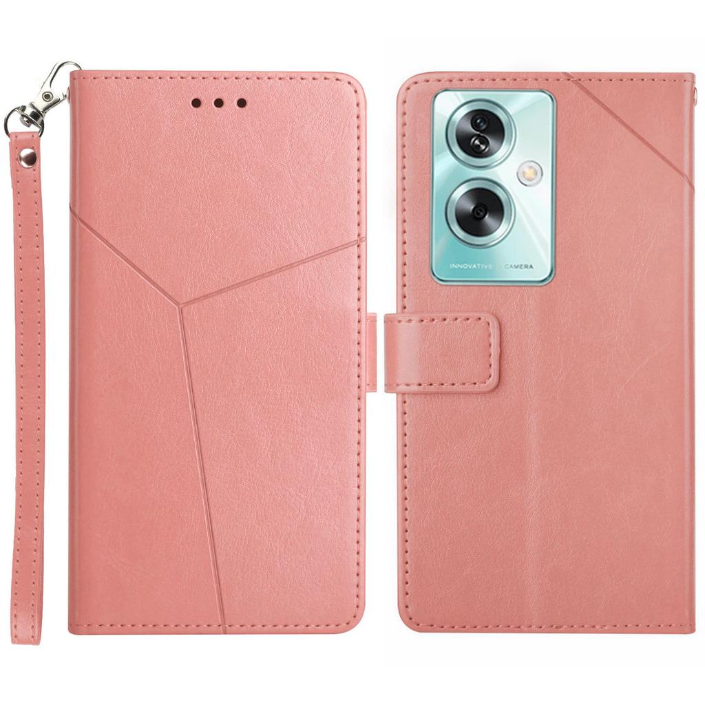 For Oppo Reno11 F 5G/F25 Pro 5G Case with Wrist Strap Y Shaped Lines Imprint Leather Phone Cover
