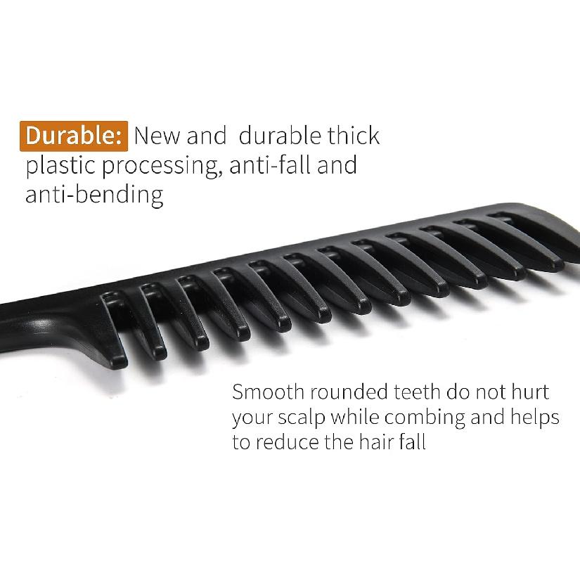 Black Large Wide Tooth Comb & Detangling Paddle Brush for Curly Wet Hair | Wide Tooth Comb for Women & Men | Styling Detangler Brush for Long Thick