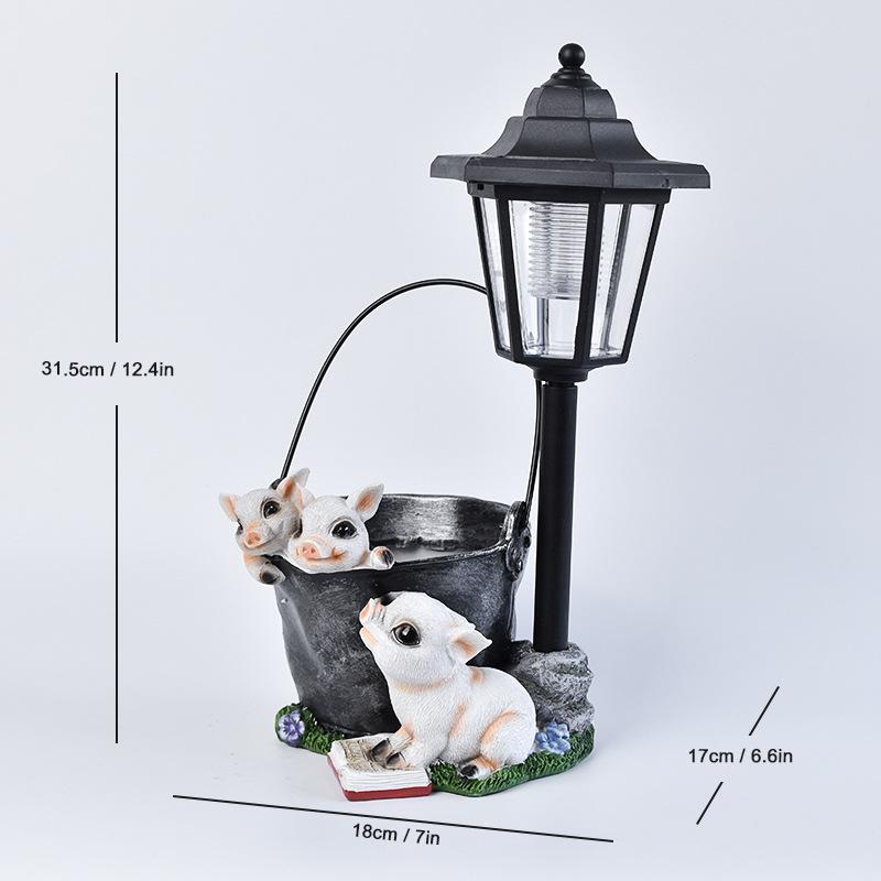 Garten Solar Leuchtlicht Welpen Ornamente Gartendekoration Skulptur Harz Handwerk Geschenk
