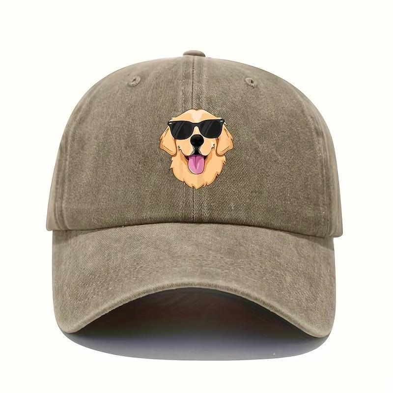 Fun Dog Print Baseball Cap With Adjustable All Season Sun Protection Hat Suitable For Men And Women, Casual Style