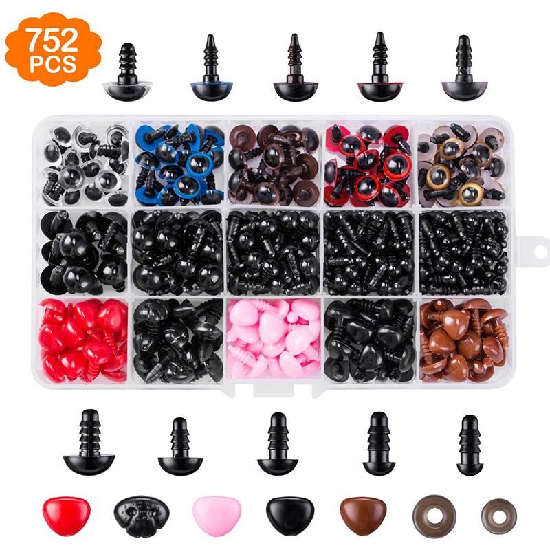 752 Pcs Doll Teddy Eyes Plastic Googly Wiggle Eyes for DIY Scrapbooking Crafts Projects DIY Dolls Accessories Eyes Handmade Toys