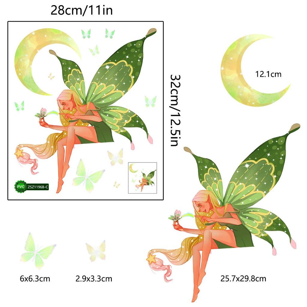 Luminous Fairy Mermaid Wall Stickers Kids Bedroom Home Decor Glow In The Dark Fairy Butterfly Decal Stickers Switch Wallpaper
