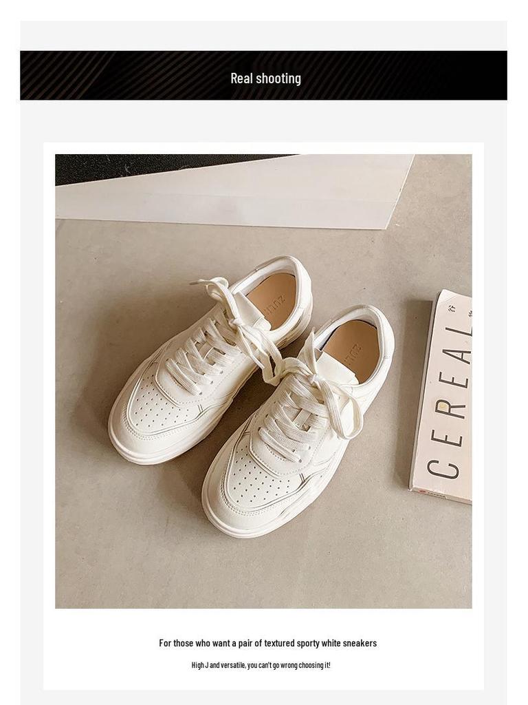 Damskie 2025 Nowe Oddychające Niemieckie Trenerki, Okrągły Nosek, Sznurowane, Gruba Podeszwa, Zwiększające Wysokość, Wszechstronne Casualowe Białe Buty Sportowe