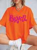 Y2K Pink Bratz Letter Prints Short Sleeve T-Shirts Womens Summer Cotton Tee Shirts Loose O-Neck Comfortable Tops Street Clothes