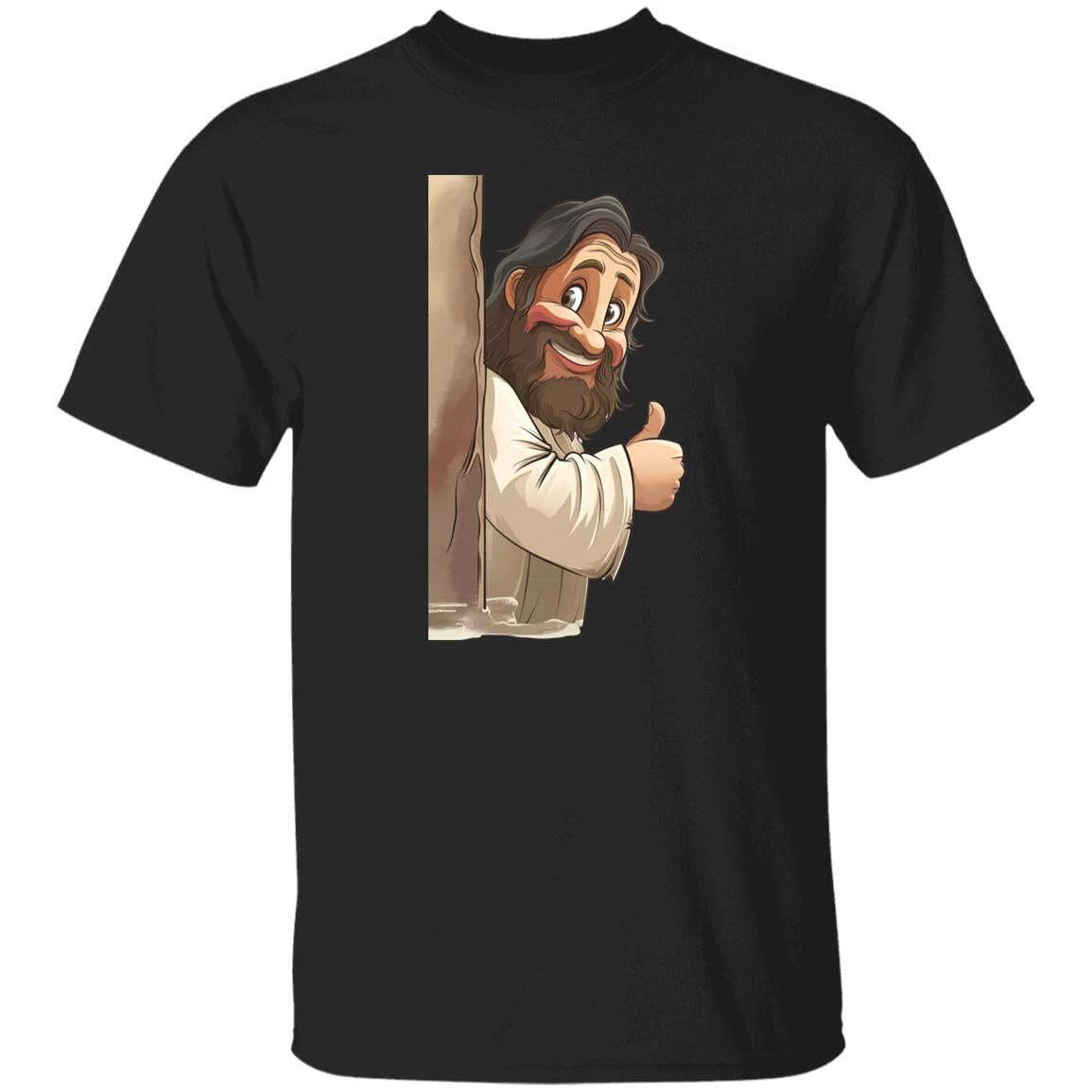 Jesus tumb up T-Shirt gift Christian happy Jesus Unisex tee Black Navy Dark Heat 4XL