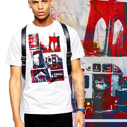 

Brooklyn T-shirt BK New York NYC Brooklyn 1993 abstract art brooklyn bridge tee XL