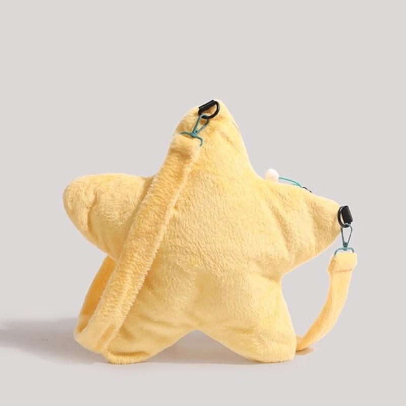 JIAERDI Sweet Cute Cartoon Star Crossbody Bag Women Yellow Plush Large Capacity Shoulder Bag Ladies Creative Versatile Daily Bag