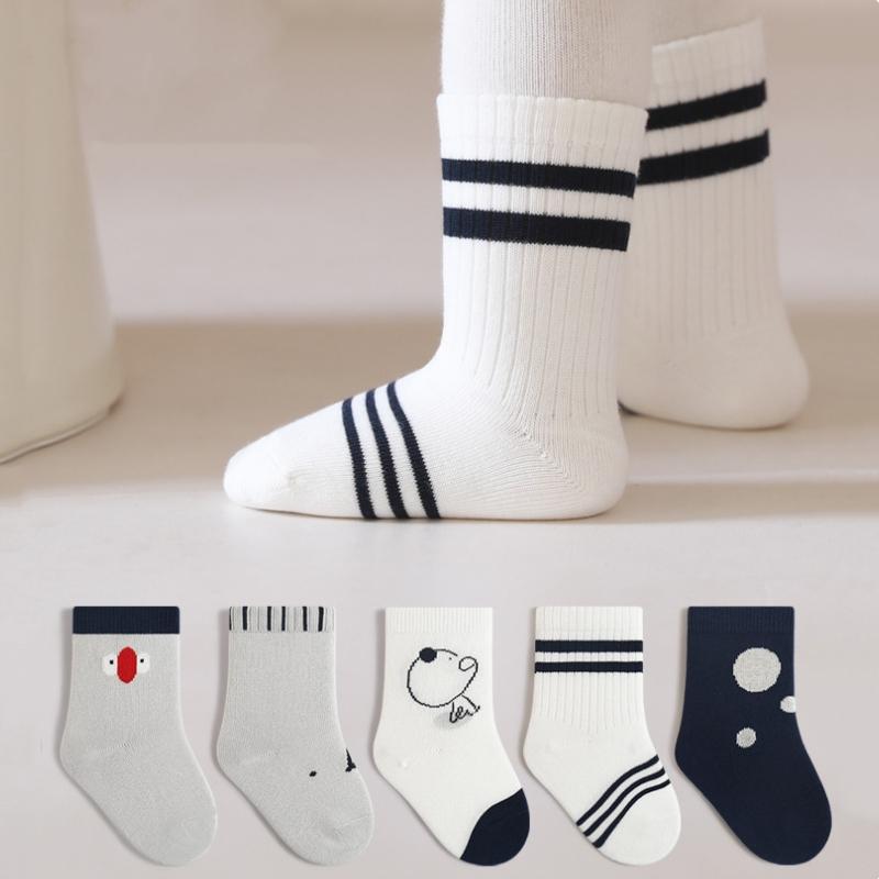 

5Pairs/Set Kids Socks For Girls Boys Spring Autumn Cotton Sports Striped Print Children s Boy Girl Toddler Socks 0-8Year XL(5-8y)