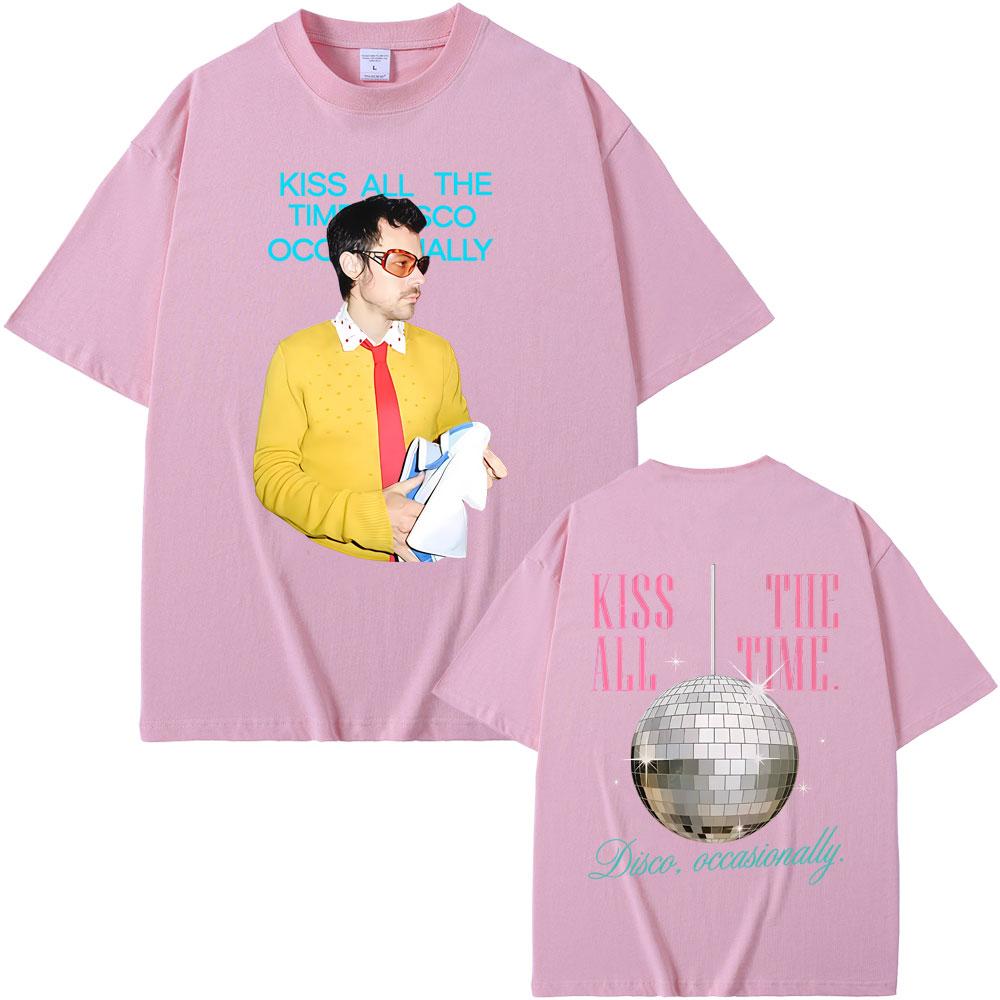 Küss Mich Immer Disco Gelegentlich Grafik T-Shirt Herren Damen Mode Hip Hop Übergroße T-Shirts Herren Freizeit Baumwoll-T-Shirts