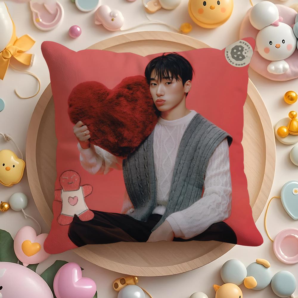 Kpop AAteez CChoi San Cushion Cover Plush Fabric Soft DoubleSided Printed Sofa Warm Winter Home Gift Pillow Cover