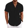 Summer Men's Casual Button Up Sweatshirt Cotton Linen Shirt Beach Oversized Men Lapel Short Sleeve Shirts
