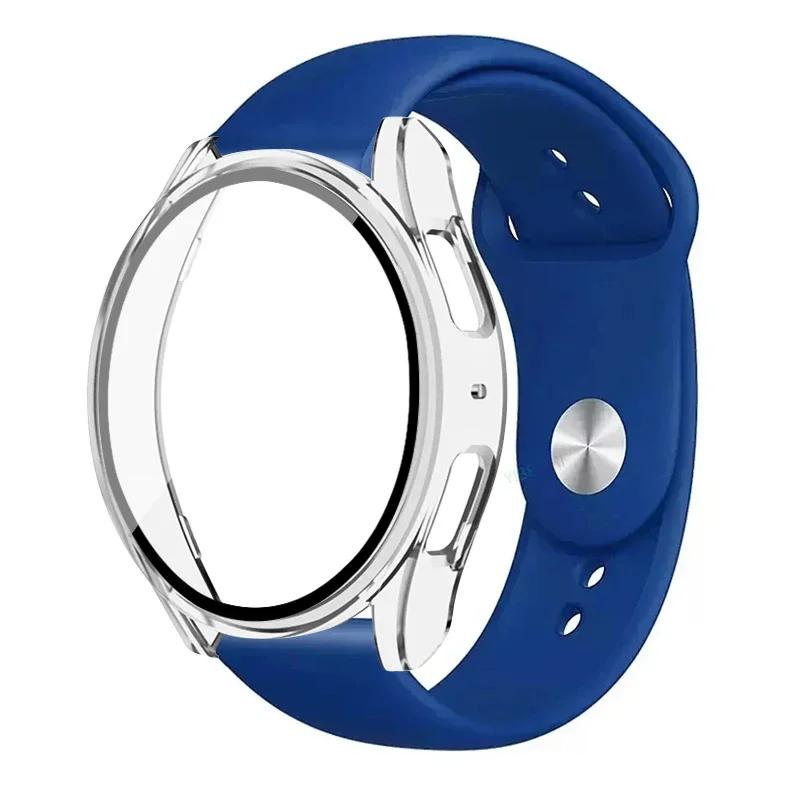 Case+Strap for Samsung Galaxy Watch 7 5 6 40mm 44mm Silicone Band 20mm Bracelet Tempered Glass Screen Film Case Protector Cover