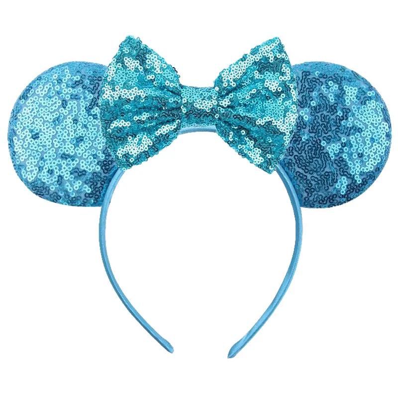 9.5 CM New Cute Glitter Crown Hairband Sequins Bows Mouse Ears Headband Kids Festival Party Cosplay Headband