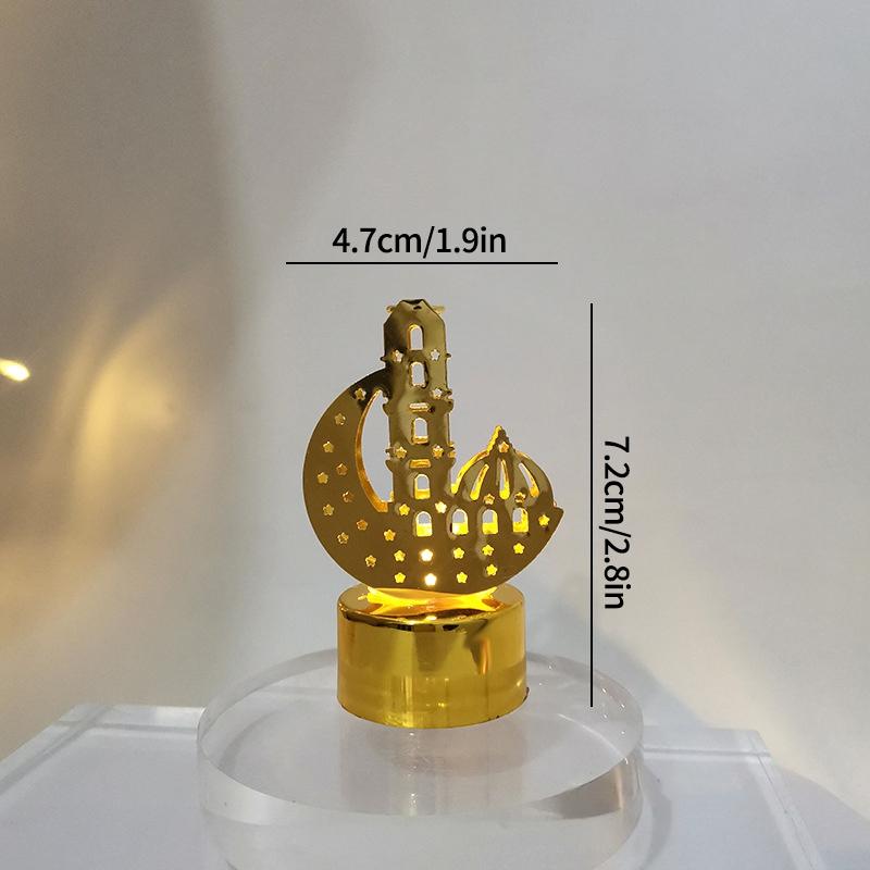 Islamische Ramadan Lampendekorationen 2026 Muslimischer Halbmond Kerze LED Lampe Stern und Mond Laternen Desktop Partyzubehör Muslimisches Geschenk