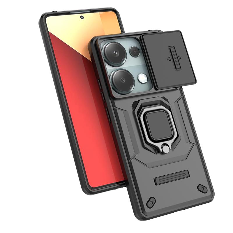Für Redmi Note 13 Pro 4G Hülle Schiebekamera Ring Ständer Handyhülle Für Xiaomi Redmi Note13 Pro Note 13Pro 4G Armor Rückseite