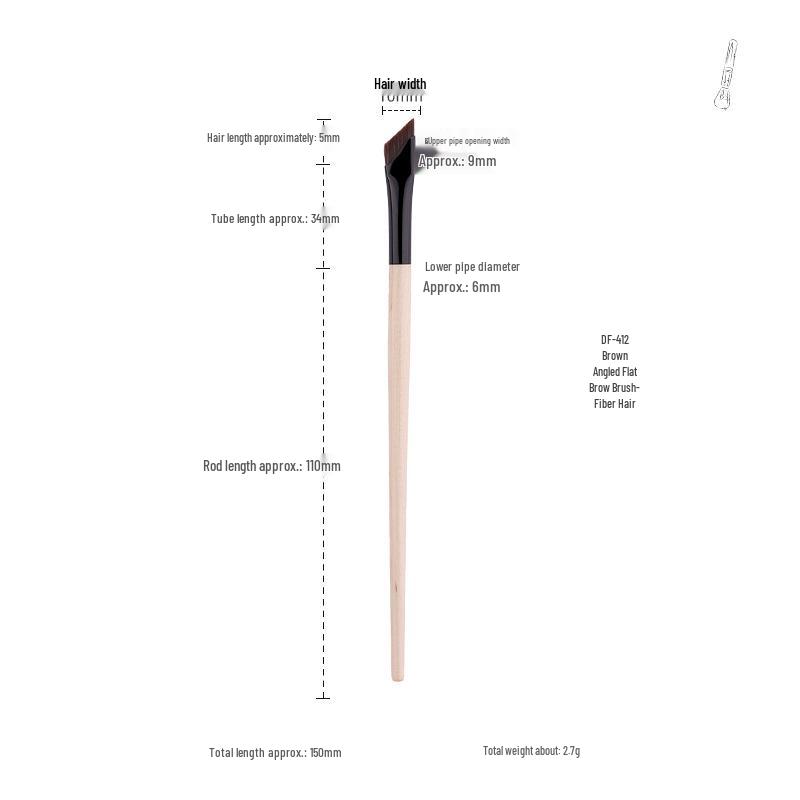 Ultra-thin Sickle Eyeliner & Flat-head Eyebrow Brush for Lower Eyelid and Under-eye Detail