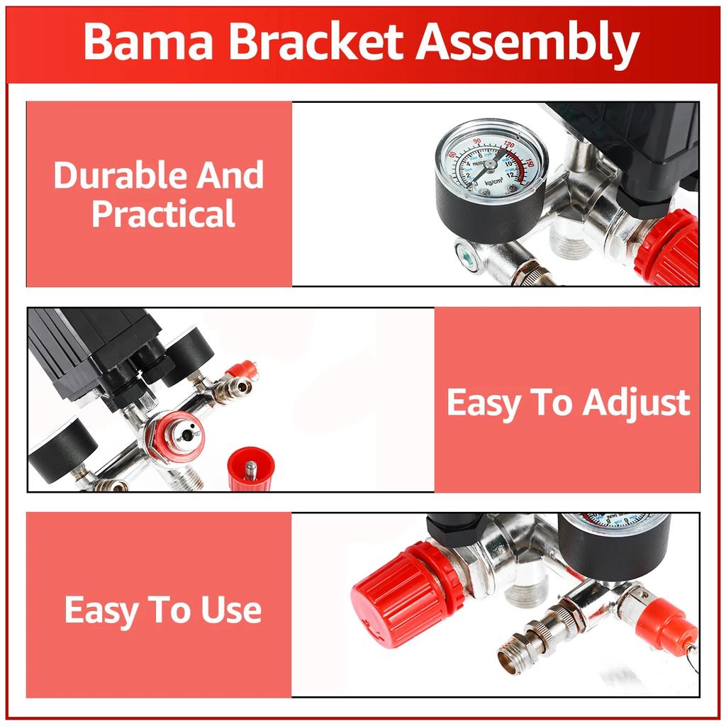 Air Compressor Pressure Switch 90-120PSI Adjustable Manifold Regulator Gauge Durable Compressor Pressure Valve Switch Control