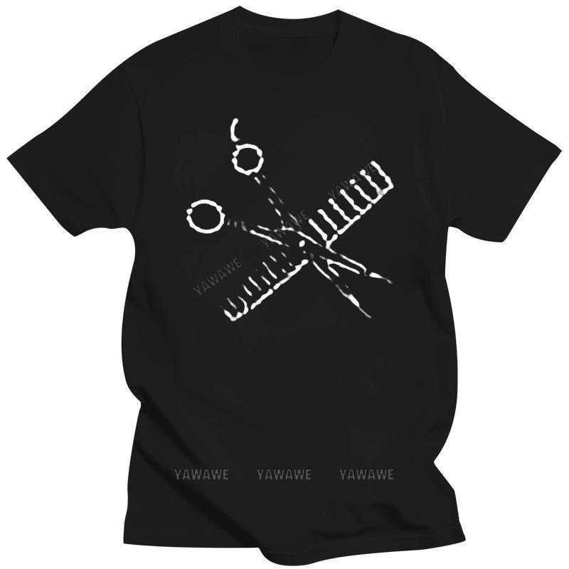

Famous Brand Men s Summer Hairstylist T-shirt Rhinestones Comb & Scissors Black Tee Shirt fashion cotton T shirt Men s tShirt 5XL різнокольоровий