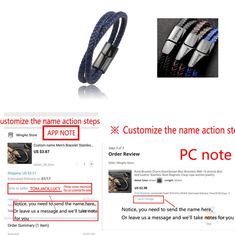 Titanium Steel Bracelet Double Layer Brown Black Leather Braided Rope Man High Quality Stainless Steel Magnetic For Women Gift