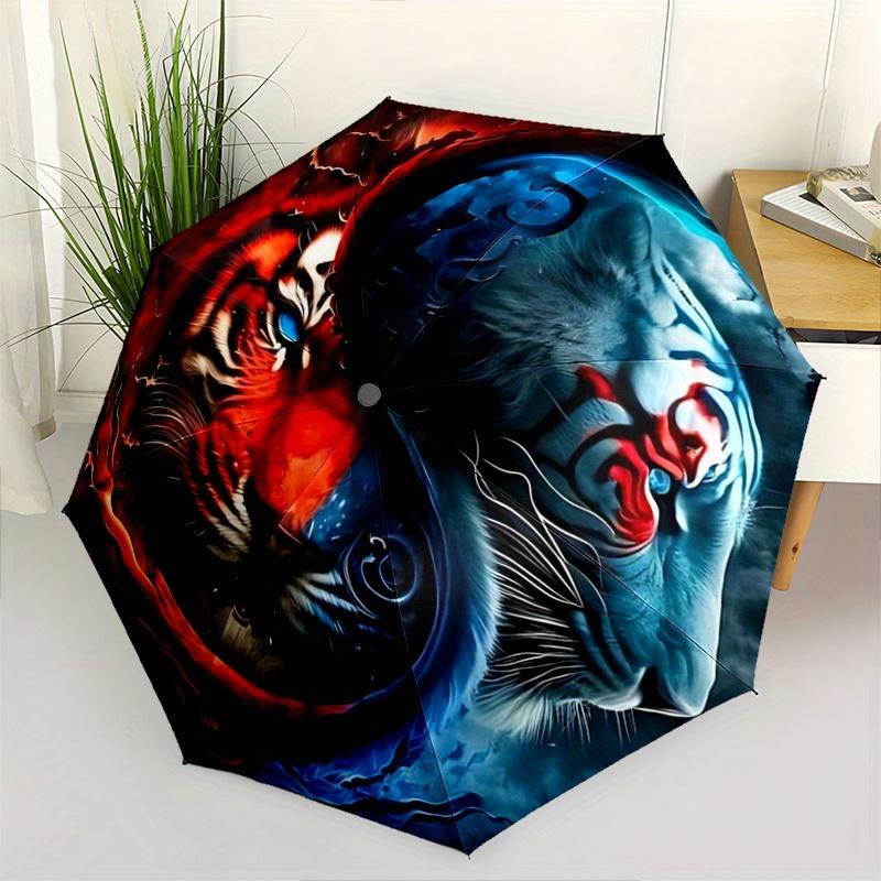 1 Stück Yin Yang Tiger Automatischer Öffnungs-/Schließschirm,Kompakter Schirm für Männer & Frauen Tagesgeschenk.C091