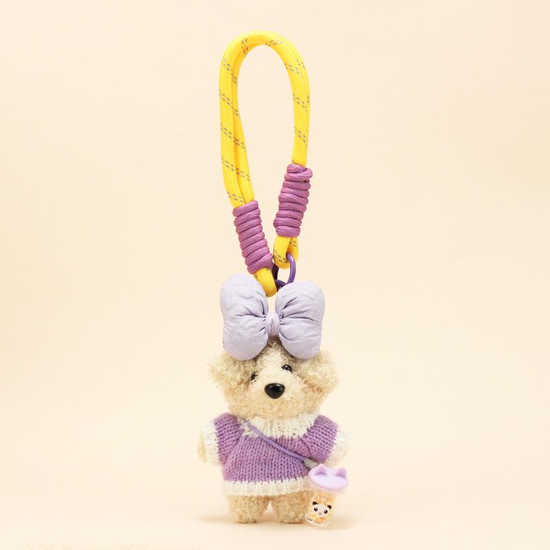 Handmade Sweater Bear Keyrings, Adorable Plush Teddy Bear Bag Accessories with Bows,Cute Knit Outfit Teddy Bear Keychain Set