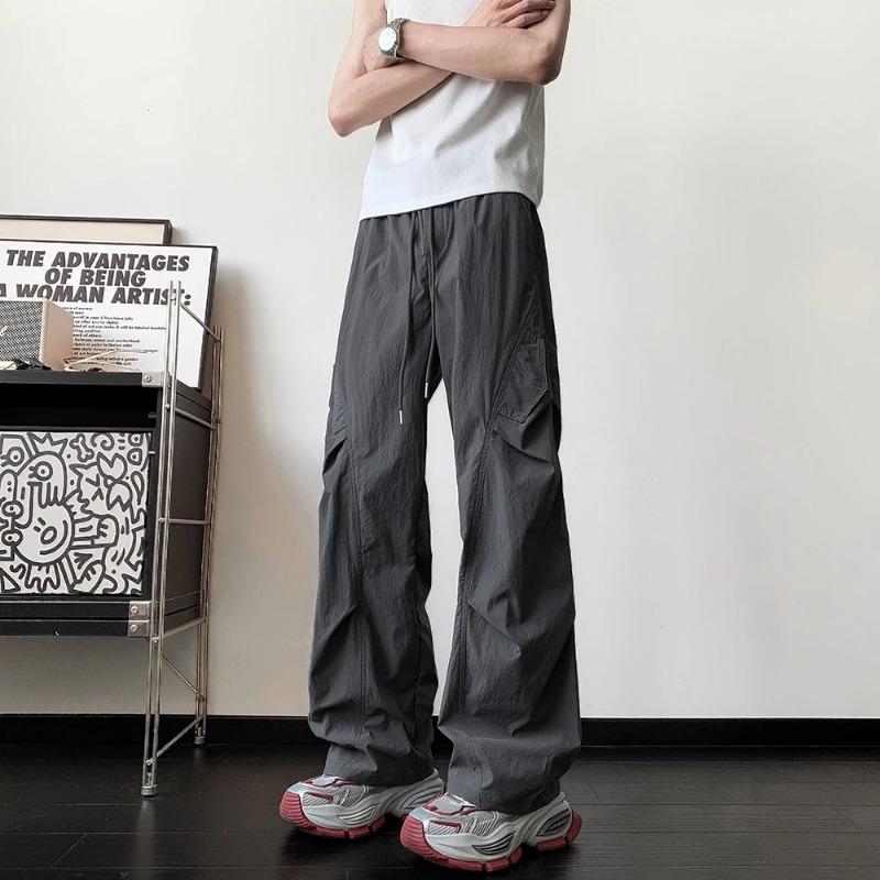 Autumn Thin Casual Ice Silk Work Pants for Men's Trendy Versatile Loose Breathable  Trousers