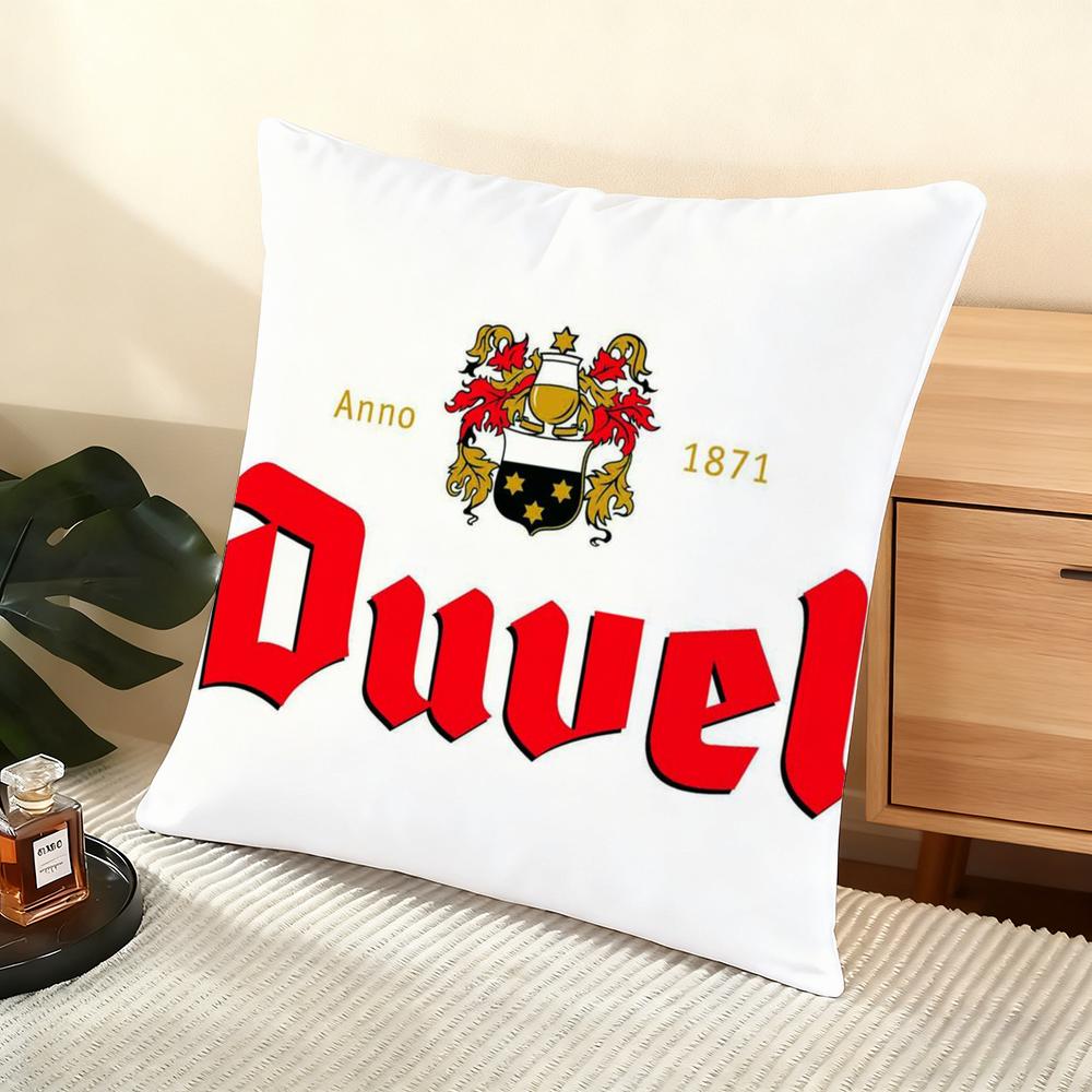 Protective D-Duvel Beer Cushion Cover Soft Short Plush Pillow Cover Smooth Cozy Texture Aesthetic Cushion Case Home Decor