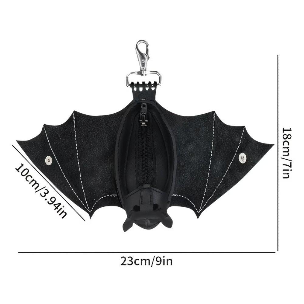 Creative Bat Wallet Keychain Coin Purse Leather Bat Keychain Funny Halloween Bat Pendant Key Decor