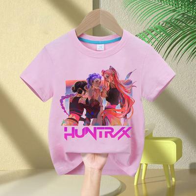 Sommer 2025 neues KPop Demon Hunters T-Shirt für Jungen und Mädchen, Kinderbekleidung, lässiges Kurzarm-T-Shirt mit Rundhalsausschnitt