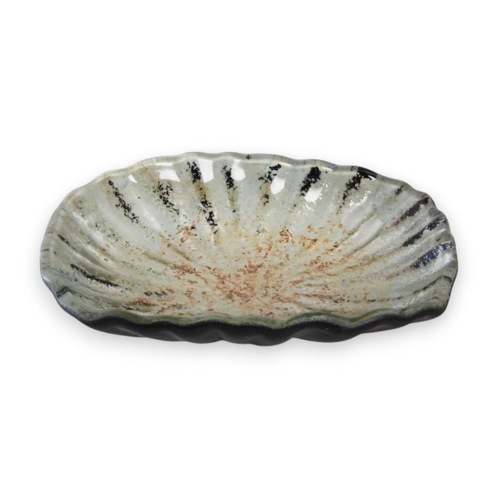 Dish Glass Plate Oval Dish Plate Small White Gold 12cm Sairan J-kitchens