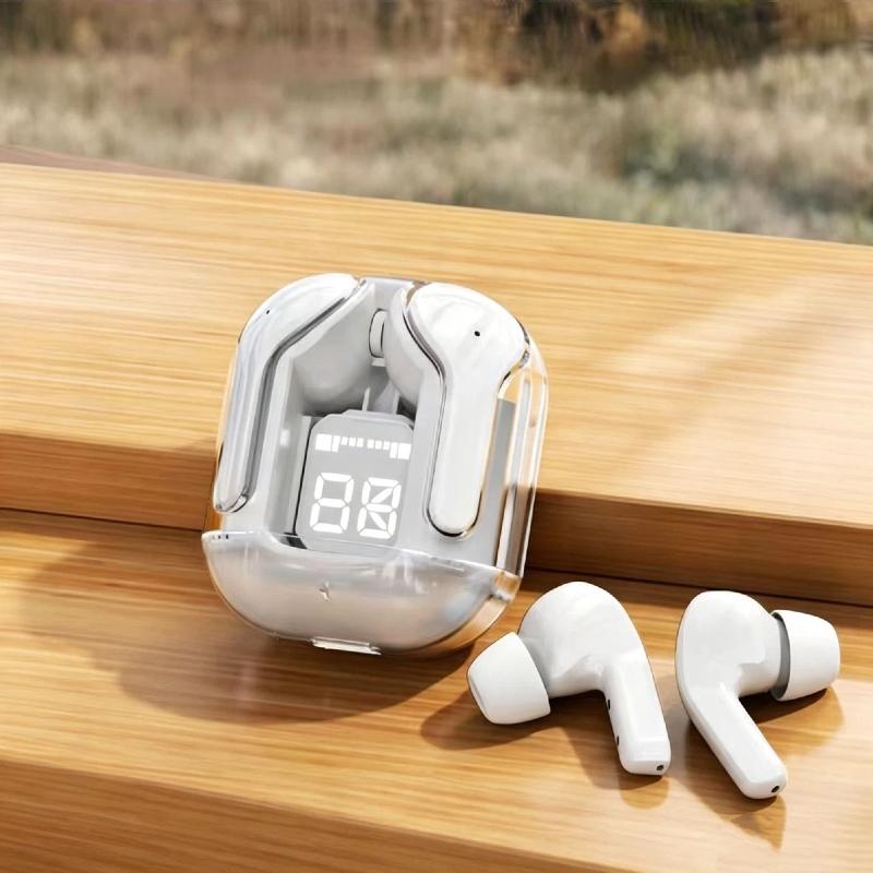 1 Set Soft Silicone In-Ear Design Wireless Sports Earbuds Transparent Tws Bluetooth Earphones Hifi Stereo Audio Led Display