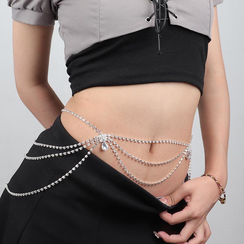 

Multi-Layer Rhinestone Tassel Waist Chain for Belly Dance – European & American Style