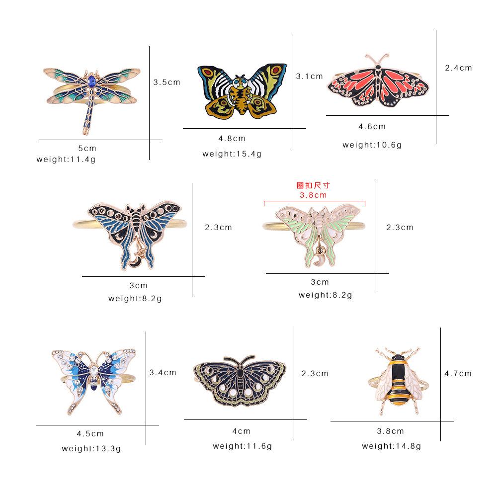 2 PCS Western Restaurant Hotel Table Decoration Napkin Buckle, Cute Butterfly Dragonfly Bee Napkin Ring, Creative Napkin Ring