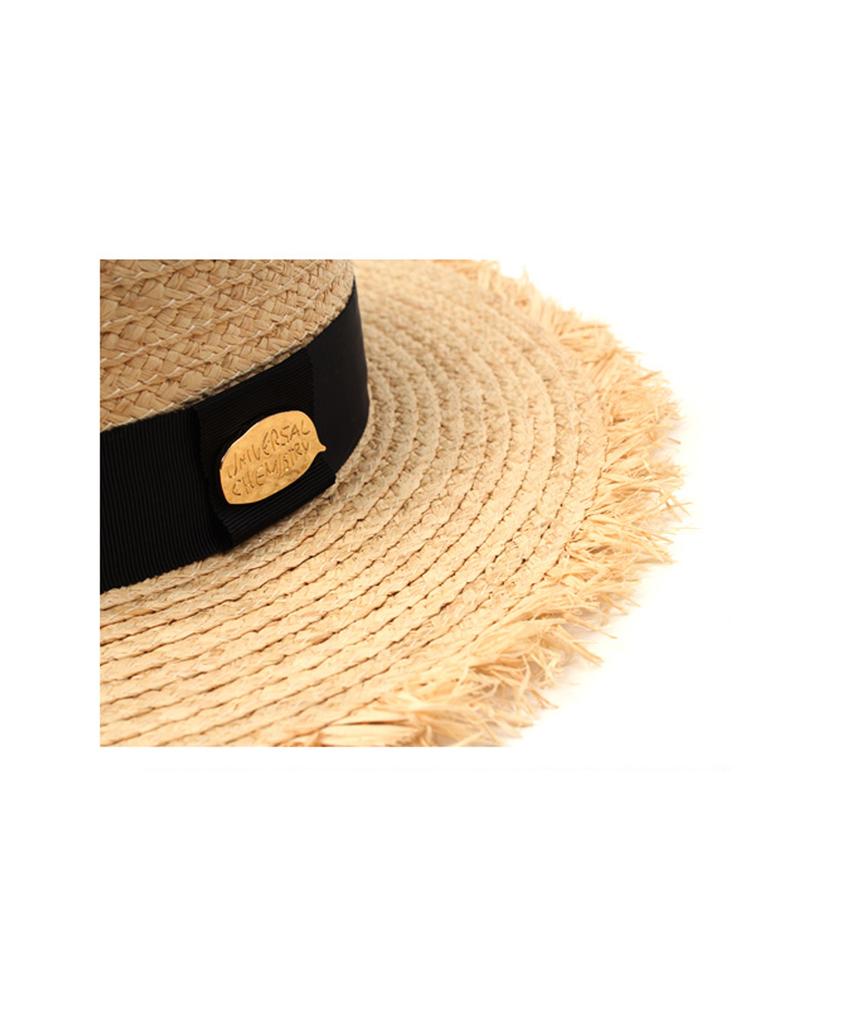 Yunibeosyeolkemiseuteuli Gold Metal Natural Flat Fedora Summer Fedora