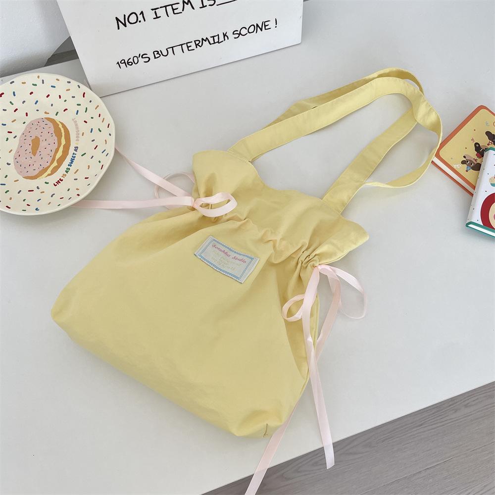 58 New Canvas Bag Large Capacity Small Fresh Solid Color Shoulder Tote Bag Commuter Bag Women