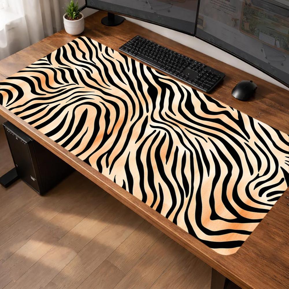 Tiger Stripes Mouse Pad Large Computer Office Game Table Mat Rubber Antislip Stitched Edge Keyboard Mats 90x40 Xxl Desk Pads