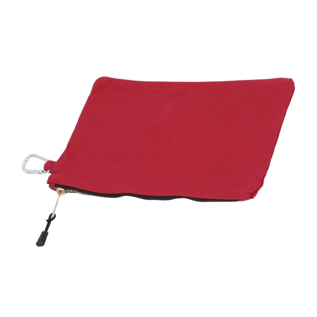 Bolsa de herramientas con cremallera multipropósito de lona impermeable portátil con mosquetón para almacenamiento rojo oscuro