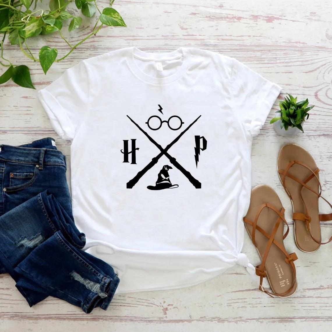 Wizard Hat Shirt Wizard Wand T Shirt Shirt Gift Short Sleeve Unisex Graphic T Shirts Magic School Tshirt Summer Fashion Tees S