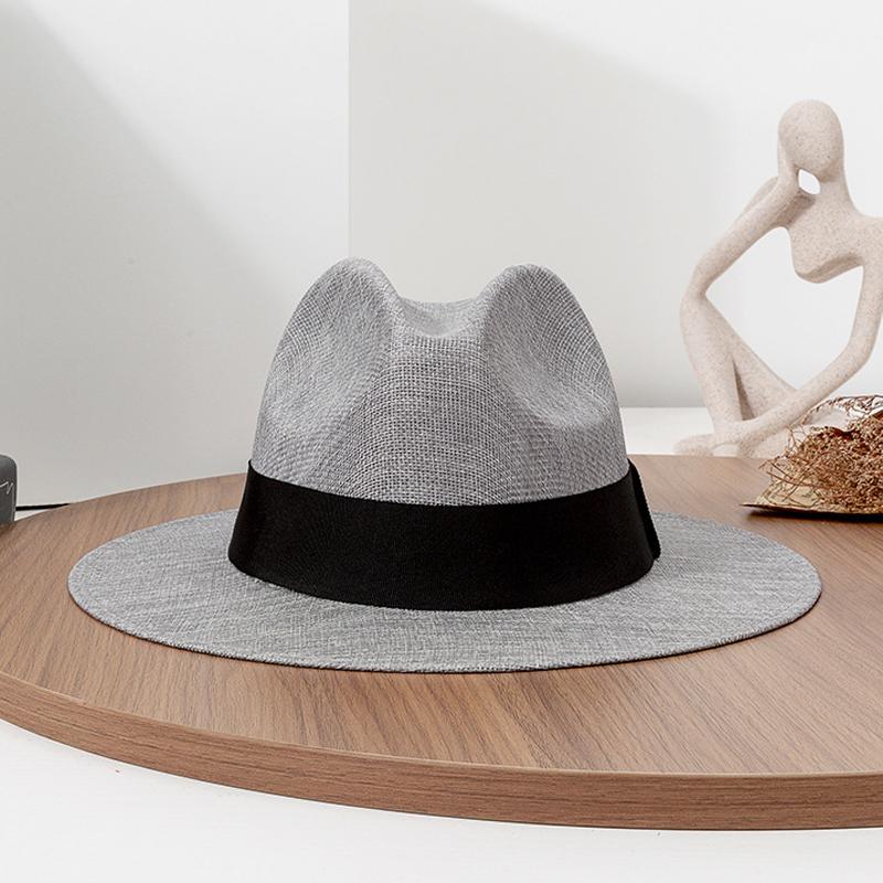 Men'S Hat Panama Hat French Summer Large Brim Hat Retro British Panama Hat Outdoor Travel Beach Sun Hat Sombrero Hombre
