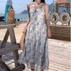 Coffee Break French Super Beautiful Floral Suspender Dress Women's Summer New Seaside Vacation Style Beautiful Long Dress